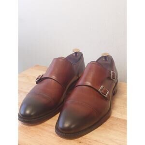 Beckett Simonon Men’s Double Monk Strap 9.5D Cognac Brown Leather Dress Shoes